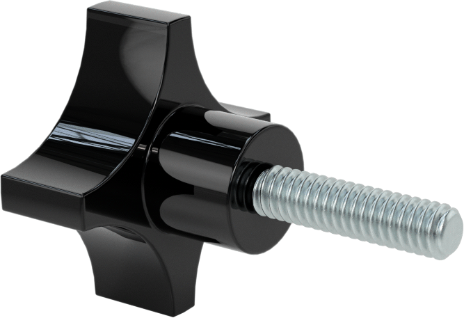 Dört Kollu Tutma Yerli Düğme, 1/4“-20 Diş x 1” Uzunlukta Saplama, 1-1/2" Çaplı Başlık
