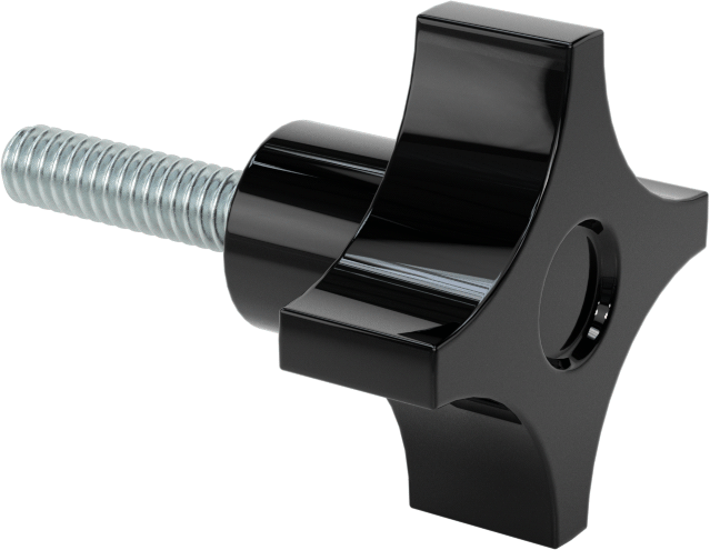 Dört Kollu Tutma Yerli Düğme, 1/4“-20 Diş x 1” Uzunlukta Saplama, 1-1/2" Çaplı Başlık