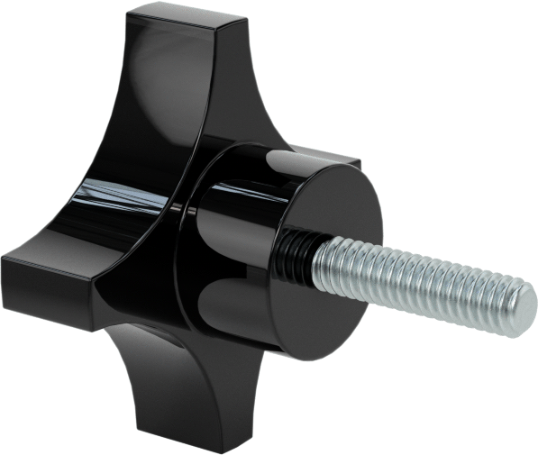 Dört Kollu Tutma Yerli Düğme, 1/4“-20 Diş x 1” Uzunlukta Saplama, 2 inç Çapında Başlık