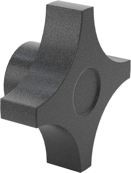 Dört Kollu Tutma Yerli Düğme, Polipropilen, 1/4"-20 Dişli Delik, 2-1/4" Çaplı Başlık