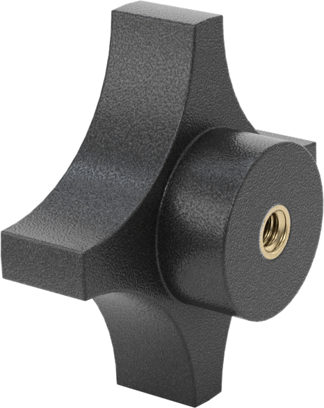 Dört Kollu Tutma Yerli Düğme, Polipropilen, 1/4"-20 Dişli Delik, 2-1/4" Çaplı Başlık