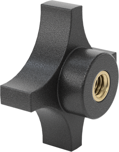 Dört Kollu Tutma Yerli Düğme, 3/8"-16 Dişli Delikli, 2-1/4" Genişlikte Başlık