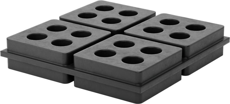 Titreşim Sönümleyici Ped, UV Dayanıklı Neopren, Çapraz Dokulu, 4" Kare, 3/4" Kalınlık