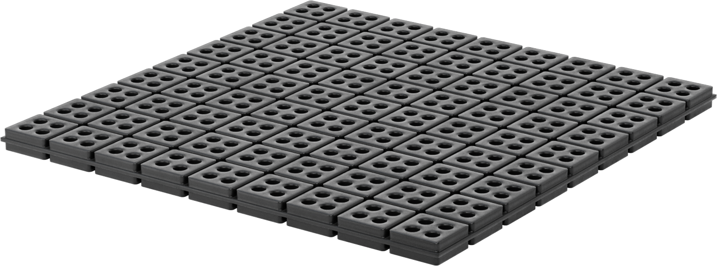 Titreşim Sönümleyici Ped, UV Dayanıklı Neopren, Çapraz Dokulu, 18 inç Kare, 3/4" Kalınlık