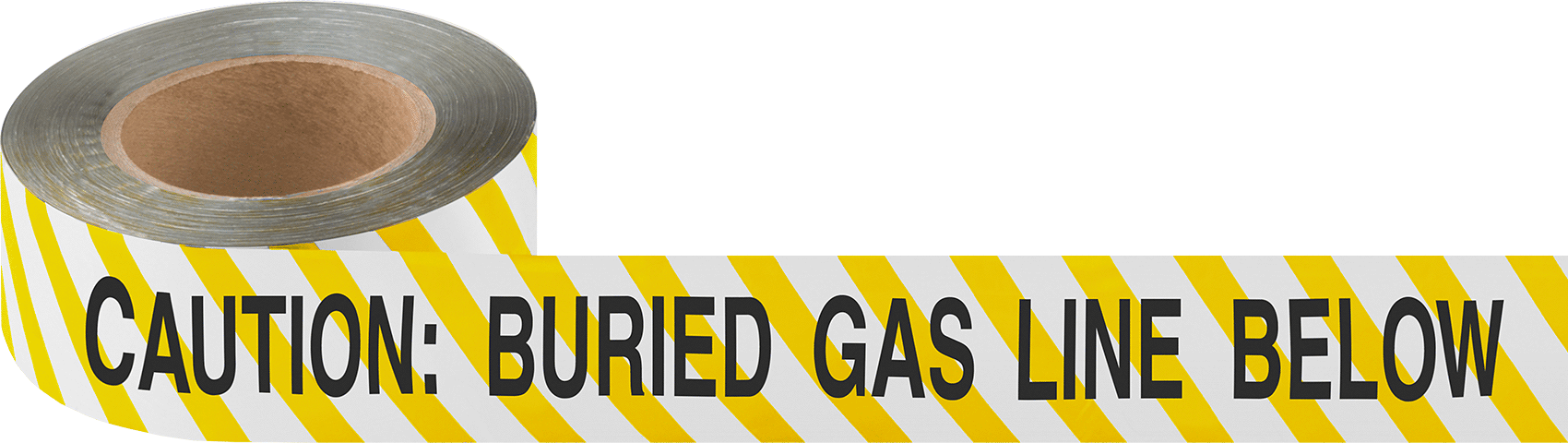 Metal Dedektörü Sınıfı Gömülü Boru Uyarı Bandı, Yer Altına Gömülü Gaz Hattı, Beyaz/Sarı, 250 Feet