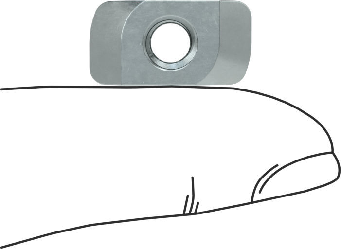 T-Yuvalı Çerçeve Bağlantı Elemanları, Takılabilir Çekiç Somunu, 45 mm Ray için, 1/4"-20 Diş, Çelik