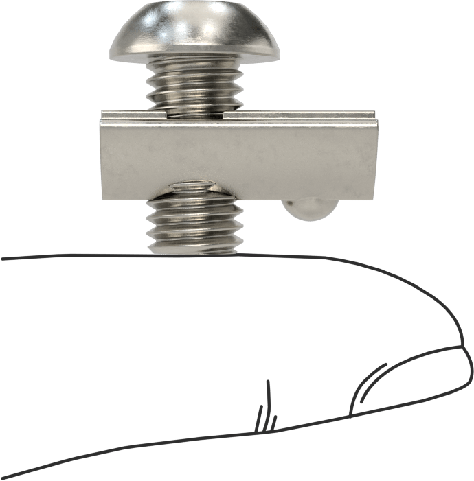 T-Yuvalı Çerçeve Bağlantı Elemanları, Bilyeli Somun ve M8 Vida, 1,5 inç ve 40 mm Ray, Paslanmaz Çelik