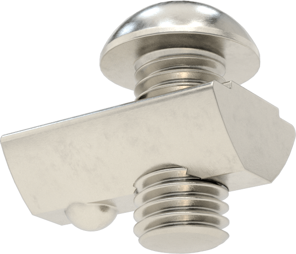 T-Yuvalı Çerçeve Bağlantı Elemanları, Bilyeli Somun ve M8 Vida, 1,5 inç ve 40 mm Ray, Paslanmaz Çelik