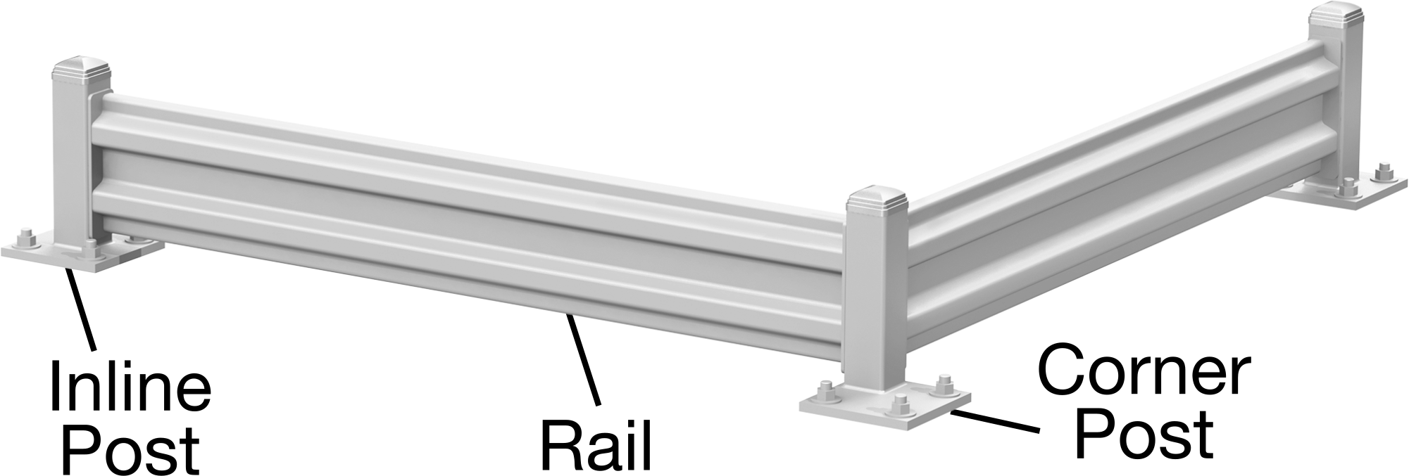 Guardrail with Two-Rib Bolt-On Rails