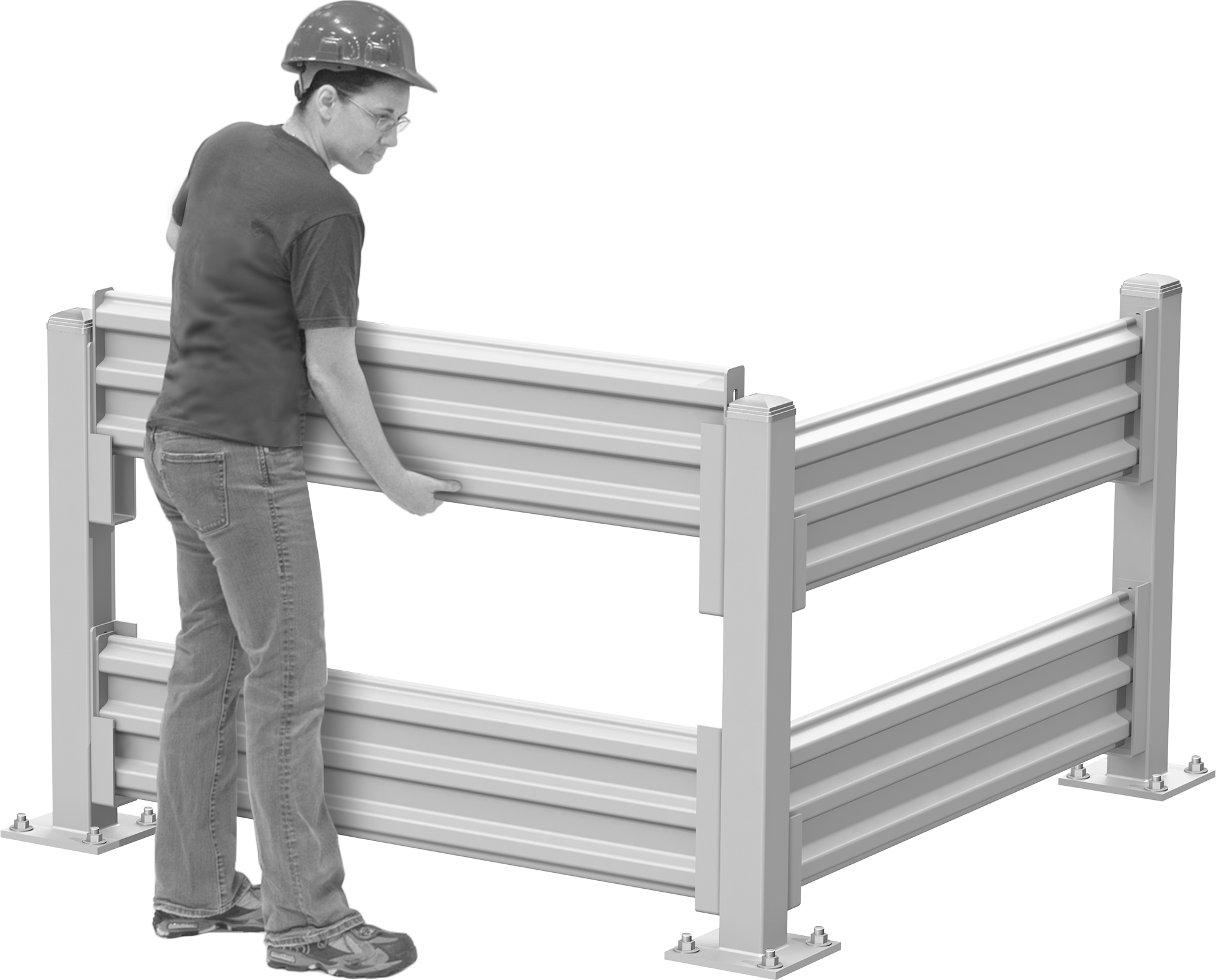 Guardrail with Three-Rib Slide-In Rails