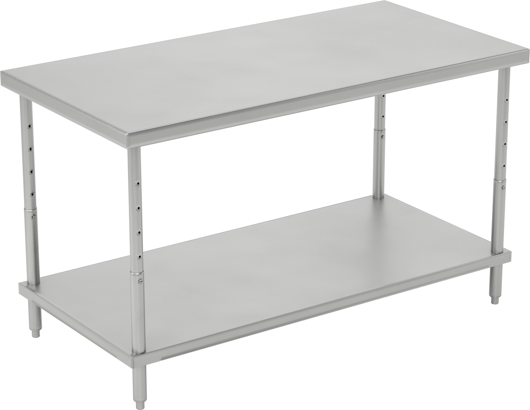 Yüksekliği Ayarlanabilir Paslanmaz Çelik Masa, Sabit, Raflı, 24“-36” Yükseklik x 60“ Genişlik x 30” Derinlik
