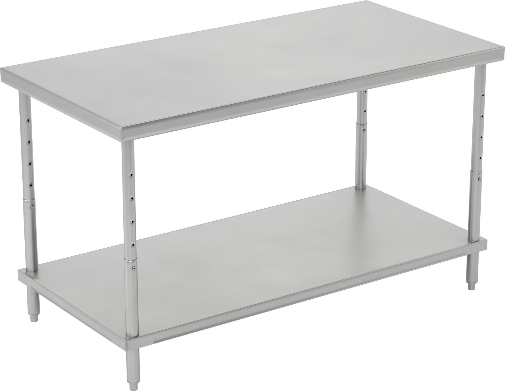 Yüksekliği Ayarlanabilir Paslanmaz Çelik Masa, Sabit, Raflı, 24“-36” Yükseklik x 60“ Genişlik x 30” Derinlik