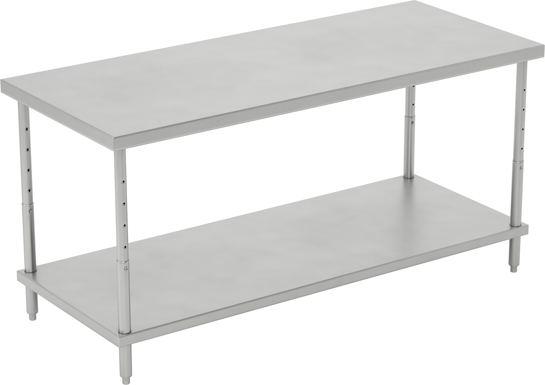 Yüksekliği Ayarlanabilir Paslanmaz Çelik Masa, Sabit, Raflı, 24“-36” Yükseklik x 72“ Genişlik x 30” Derinlik
