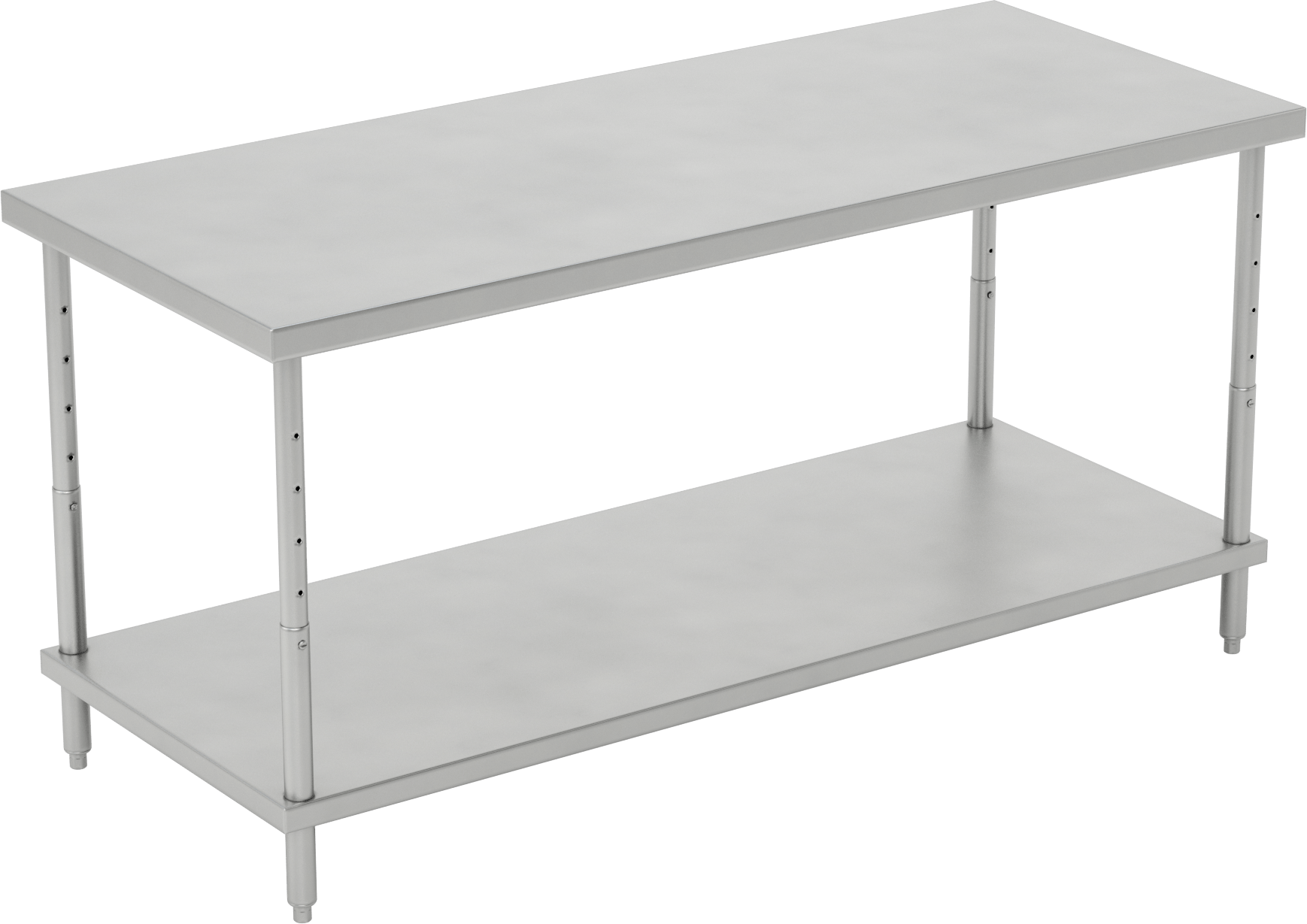 Yüksekliği Ayarlanabilir Paslanmaz Çelik Masa, Sabit, Raflı, 24“-36” Yükseklik x 72“ Genişlik x 30” Derinlik