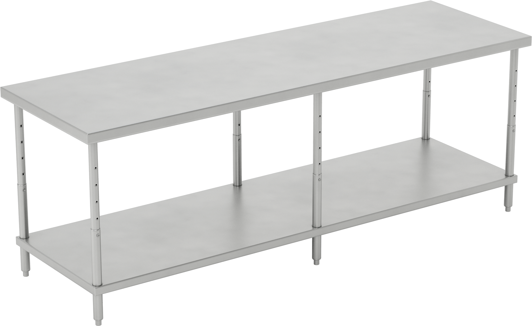 Yüksekliği Ayarlanabilir Paslanmaz Çelik Masa, Sabit, Raflı, 24“-36” Yükseklik x 96“ Genişlik x 30” Derinlik