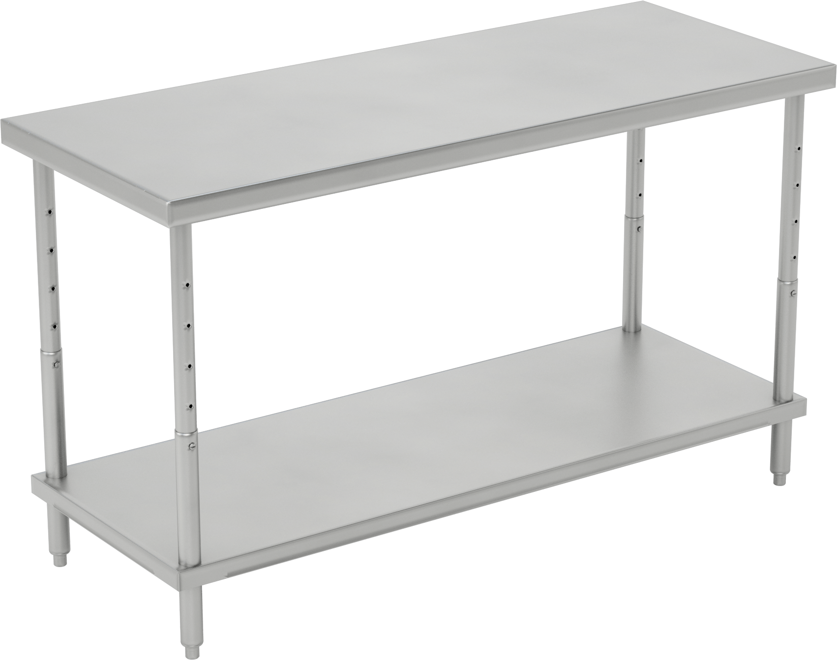 Yüksekliği Ayarlanabilir Paslanmaz Çelik Masa, Raflı, 24“-36” Yükseklik x 60“ Genişlik x 24” Derinlik