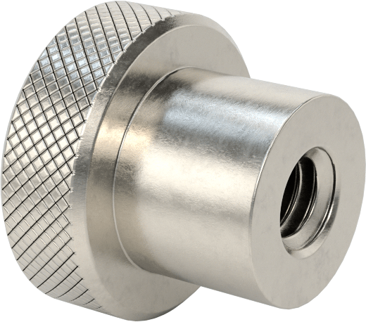303 Paslanmaz Çelik Tırtıllı Düğme, 1/4"-20 Dişli Delik, 3/4" Çaplı Başlık
