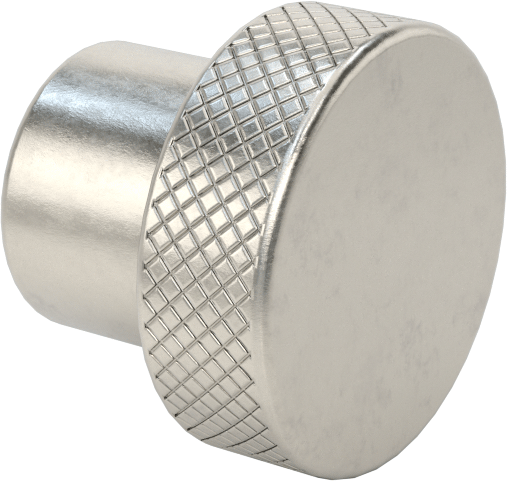 303 Paslanmaz Çelik Tırtıllı Düğme, 3/16“ Çapında Dişsiz Delik ve 3/4” Baş Çapı ile