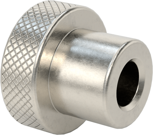 303 Paslanmaz Çelik Tırtıllı Düğme, 1/4“ Çapında Dişsiz Delik ve 3/4” Baş Çapı ile