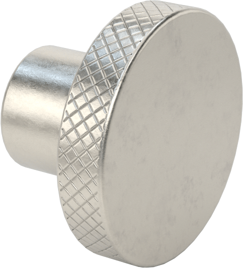 303 Paslanmaz Çelik Tırtıllı Düğme, 3/8“ Çaplı Dişsiz Delik ve 1-1/2” Baş Çaplı