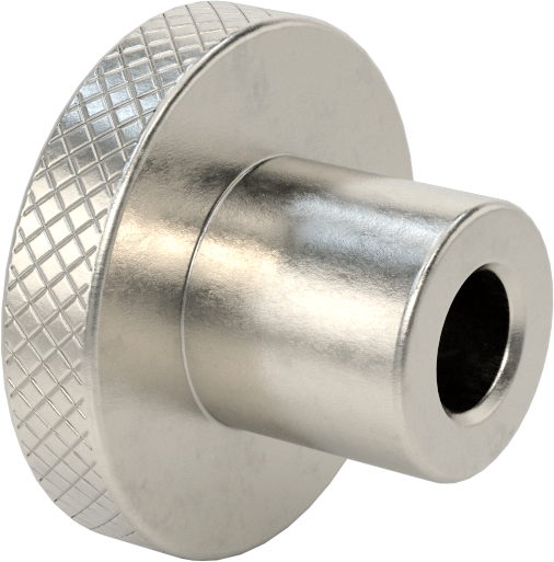 303 Paslanmaz Çelik Tırtıllı Düğme, 3/8“ Çaplı Dişsiz Delik ve 1-1/2” Baş Çaplı