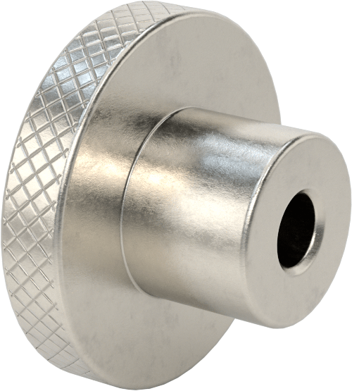303 Paslanmaz Çelik Tırtıllı Düğme, 3/8“ Çaplı Dişsiz Delik ve 2” Baş Çapı ile