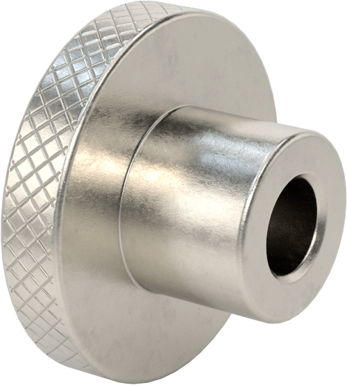 303 Paslanmaz Çelik Tırtıllı Düğme, 1/2“ Çaplı Dişsiz Delik ve 2” Baş Çapı ile