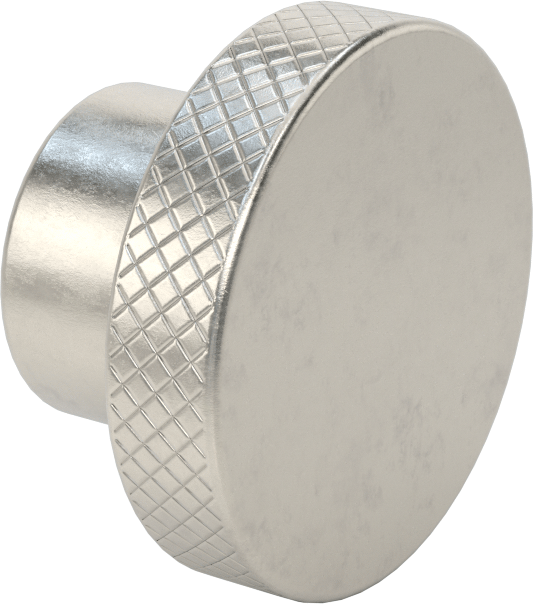 303 Paslanmaz Çelik Tırtıllı Düğme, 1/2“ Çaplı Dişsiz Delik ve 2-1/2” Baş Çapı ile