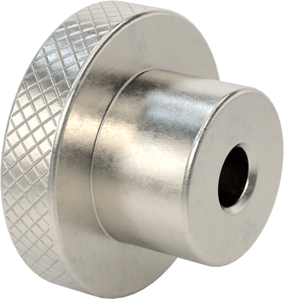 303 Paslanmaz Çelik Tırtıllı Düğme, 1/2“ Çaplı Dişsiz Delik ve 2-1/2” Baş Çapı ile