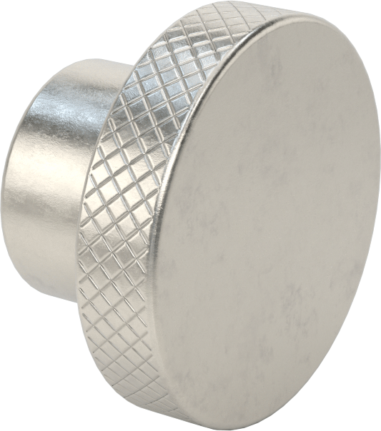 303 Paslanmaz Çelik Tırtıllı Düğme, 5/8“ Çaplı Dişsiz Delik ve 2-1/2” Baş Çapı ile