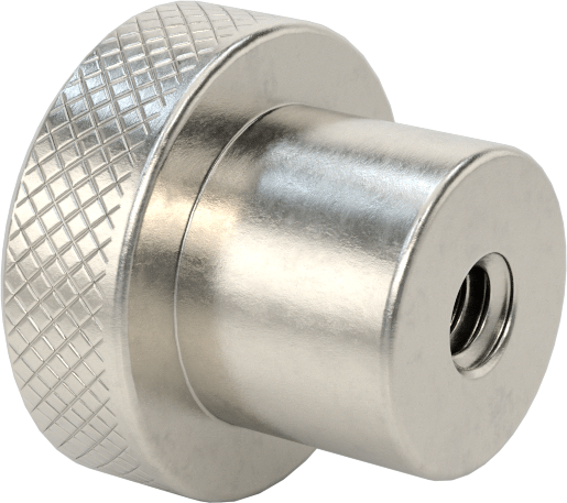 303 Paslanmaz Çelik Tırtıllı Düğme, 10-24 Dişli Delik ile, 3/8" Derinlik, 3/4" Çaplı Başlık