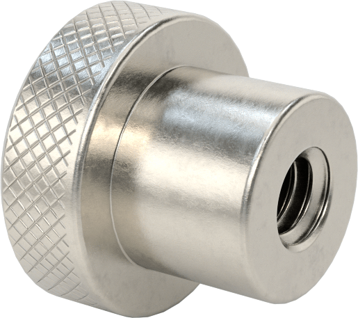 303 Paslanmaz Çelik Tırtıllı Düğme, 1/4"-20 Dişli Delikli, 3/8" Derinlik, 3/4" Çaplı Başlık