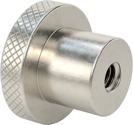 303 Paslanmaz Çelik Tırtıllı Düğme, 1/4"-20 Dişli Delikli, 1/2" Derinlik, 1" Çapında Başlık
