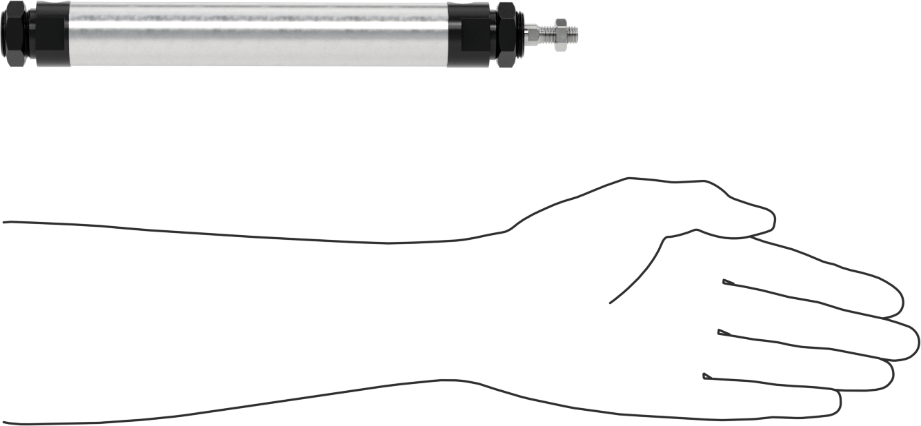 Yuvarlak Gövdeli Hidrolik Silindir, 20 mm Delik Çapı, 125 mm Strok Uzunluğu