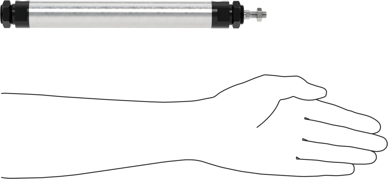 Yuvarlak Gövdeli Hidrolik Silindir, 20 mm Delik Çapı, 150 mm Strok Uzunluğu