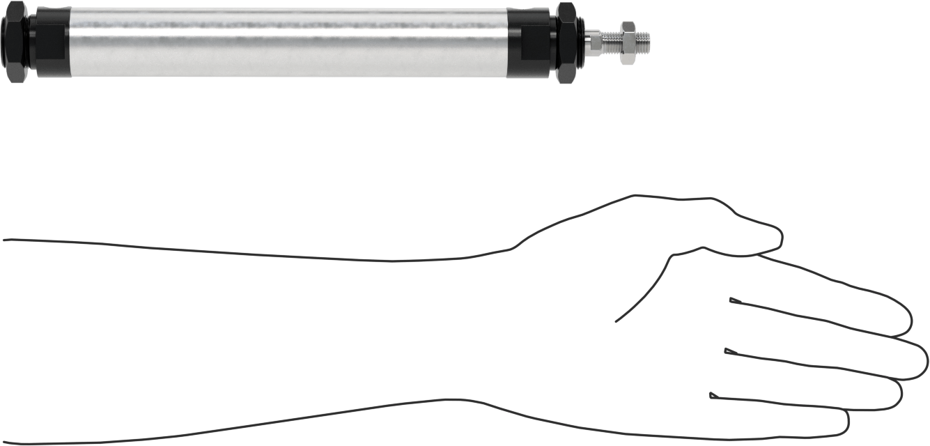 Yuvarlak Gövdeli Hidrolik Silindir, 25 mm Delik Çapı, 150 mm Strok Uzunluğu