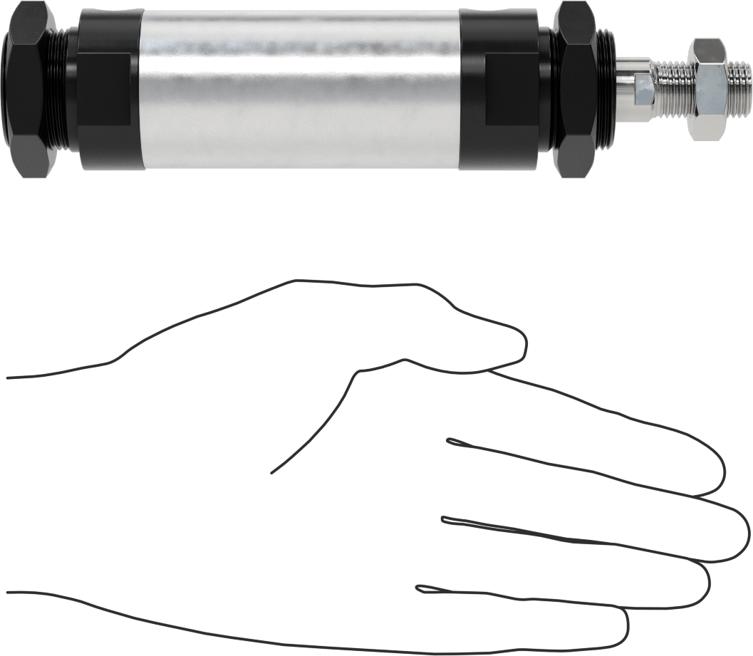 Yuvarlak Gövdeli Hidrolik Silindir, 32 mm Delik Çapı, 25 mm Strok Uzunluğu