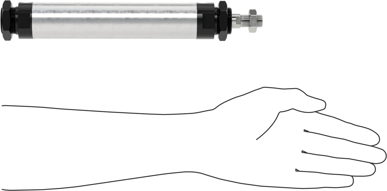Yuvarlak Gövdeli Hidrolik Silindir, 32 mm Delik Çapı, 125 mm Strok Uzunluğu