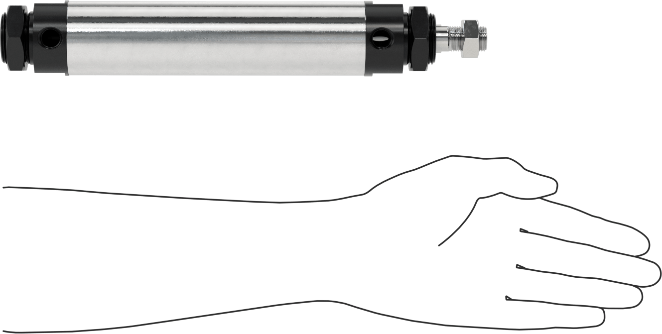 Yuvarlak Gövdeli Hidrolik Silindir, 40 mm Delik Çapı, 125 mm Strok Uzunluğu