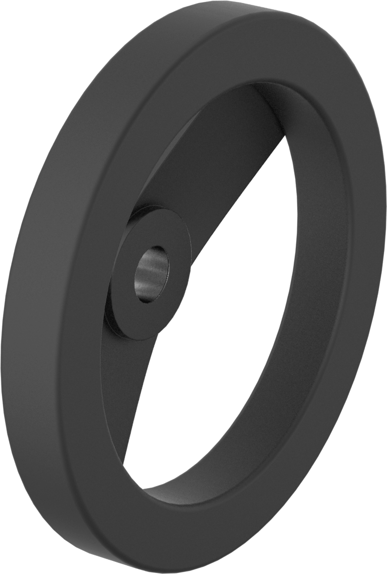 Siyah Alüminyum Dişsiz Delikli Jantlı El Çarkı, Çukur Tekerlek, 6" Çap, 5/8" Hole