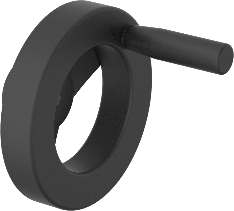 Siyah Alüminyum Dişsiz Delikli Jantlı El Çarkı, Katlanabilir Saplı Çukur Tekerlek, 4" Çap, 3/8" Hole