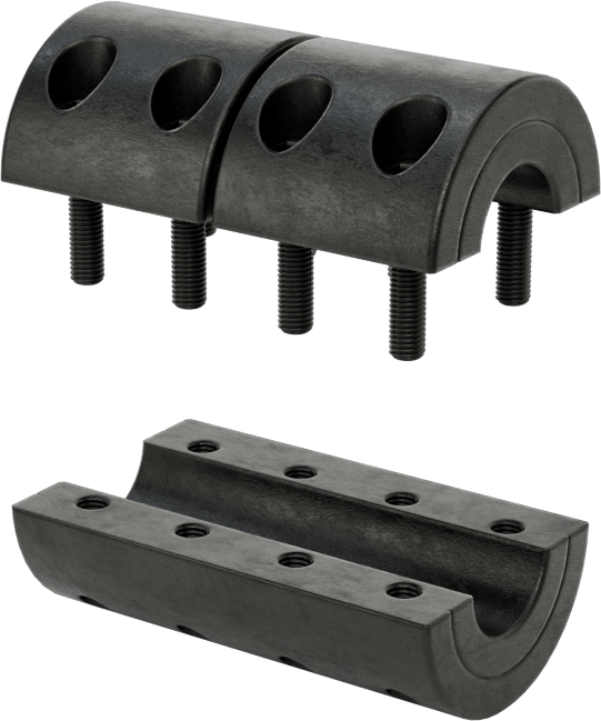 Üç Parçalı Mil Kaplini, Siyah Oksit Çelik, 8 mm x 8 mm Çapında Yuvarlak Mil için