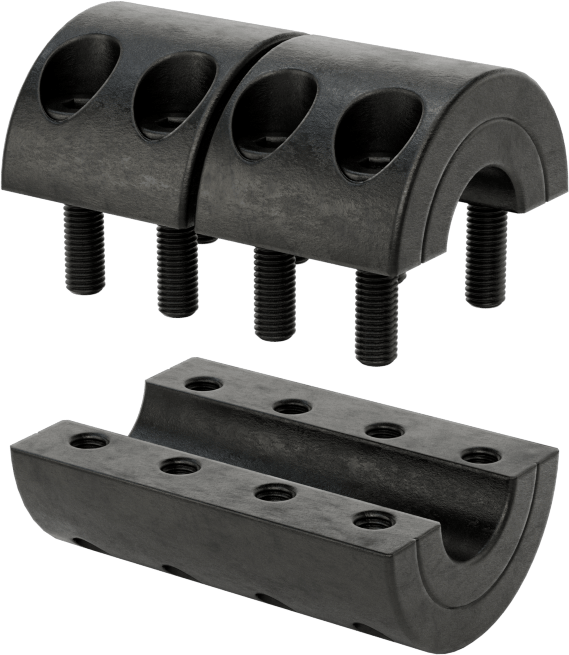 Üç Parçalı Mil Kaplini, Siyah Oksit Çelik, 10 mm x 10 mm Çapında Yuvarlak Mil için
