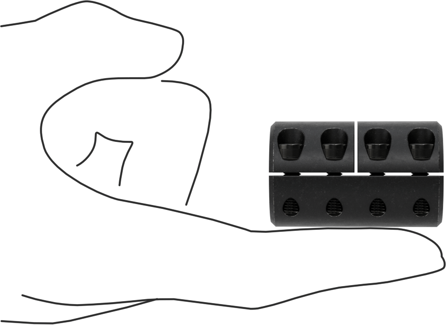 Üç Parçalı Mil Kaplini, Siyah Oksit Çelik, 12 mm x 12 mm Çaplı Yuvarlak Mil için