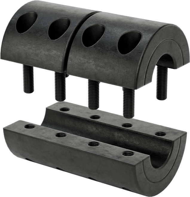 Üç Parçalı Mil Kaplini, Siyah Oksit Çelik, 12 mm x 12 mm Çaplı Yuvarlak Mil için