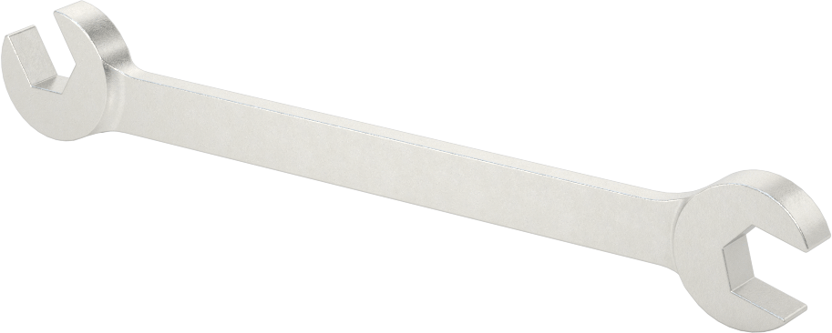 60 Derece Açılı Açık Uçlu Anahtar, Krom Kaplamalı, 9 mm x 9 mm Boyut, 4-3/4" Uzunluk
