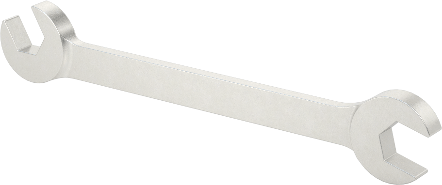 60 Derece Açılı Açık Uçlu Anahtar, Krom Kaplamalı, 10 mm x 10 mm Boyut, 4-7/8" Uzunluk