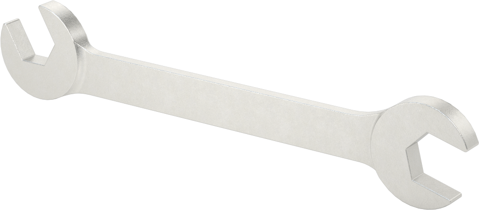 60 Derece Açılı Açık Uçlu Anahtar, Krom Kaplamalı, 13 mm x 13 mm Boyut, 5-1/2" Uzunluk