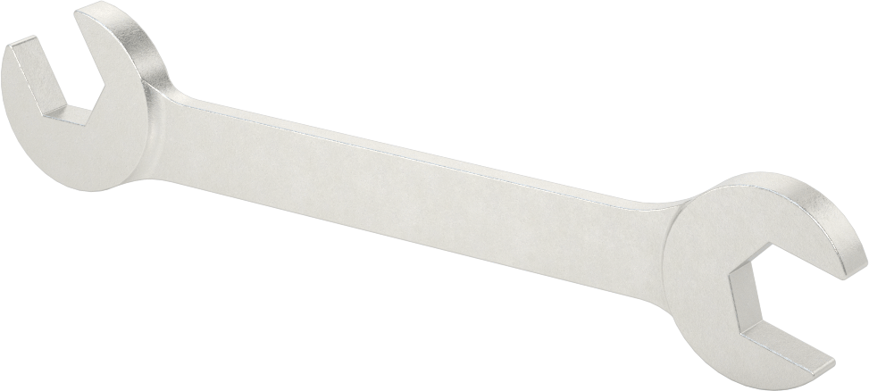 60 Derece Açılı Açık Uçlu Anahtar, Krom Kaplamalı, 15 mm x 15 mm Boyut, 5-15/16" Uzunluk