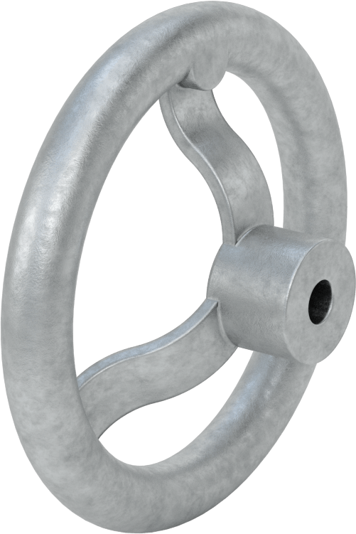 Çinko Dişsiz Delikli Çarklı El Çarkı, Üç kollu tekerlek, 1/2" Delik Çapı